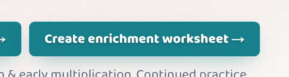The teal 'Create enrichment worksheet' button on a student's page in Lessonpress.