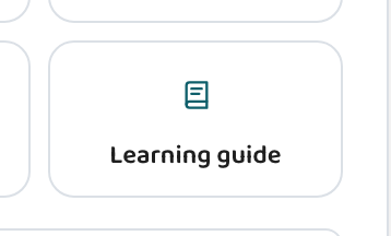 The 'Learning guide' link in the Lessonpress worksheet toolbar, which opens teaching notes, lesson ideas, and at-home tips for the worksheet.